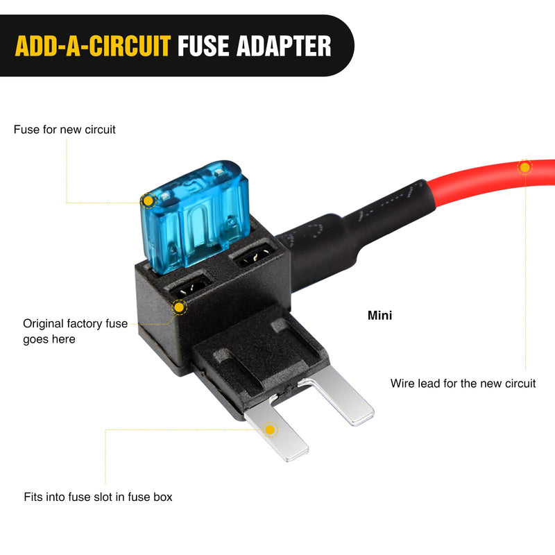 Nilight Fuse Holder Add-a-circuit Fuse TAP Adapter Mini ATM APM Blade Fuse Holder-10 Pack , 2 years Warranty 10Pcs Mini