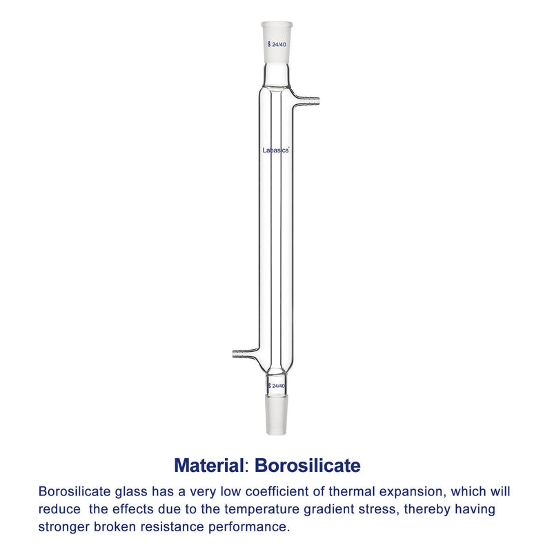 Labasics Borosilicate Glass Liebig Condenser with 24/40 Joint 300mm Jacket Length Lab Glass Condenser 300 mm