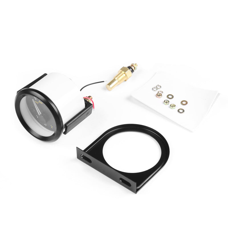 2" 52mm Pointer Car Water Temperature Gauge 40-120 Celsius /100-250 Fahrenheit Water Temperature Temp Gauge White Light with 1/8NPT Sensor Car Meter