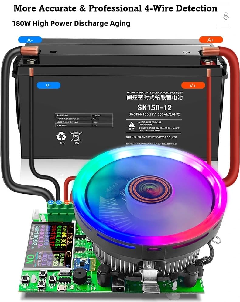 Eyes.sys Electronic Load Tester, USB Load Tester, 180W 200V 20A Battery Capacity Tester Constant Current & Constant Voltage, 4 Modes, Intelligent Discharge Resistance Power Tester