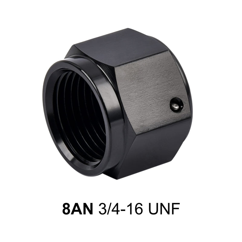 EVIL ENERGY 8AN Flare Cap Block off Fitting Plug Black 2PCS