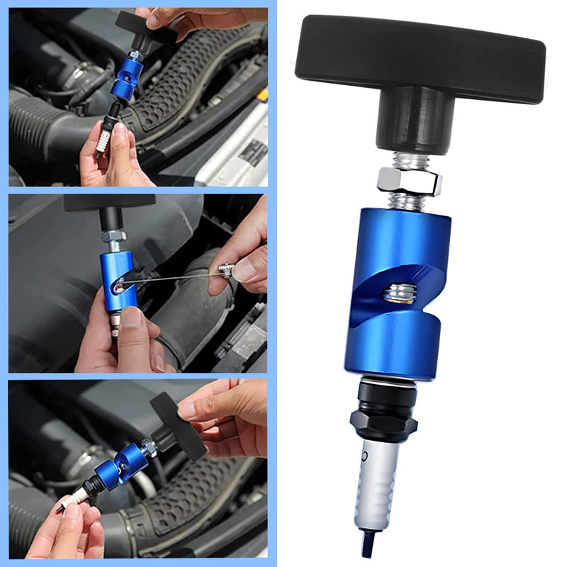 ZKTOOL1063 Lift Support Clamp with Brass Core Protection, 2-in-1 Hood Strut Clamp and Spark Plug Caliper, 12mm Spark Plug Gap Tool Blue M12×1PC
