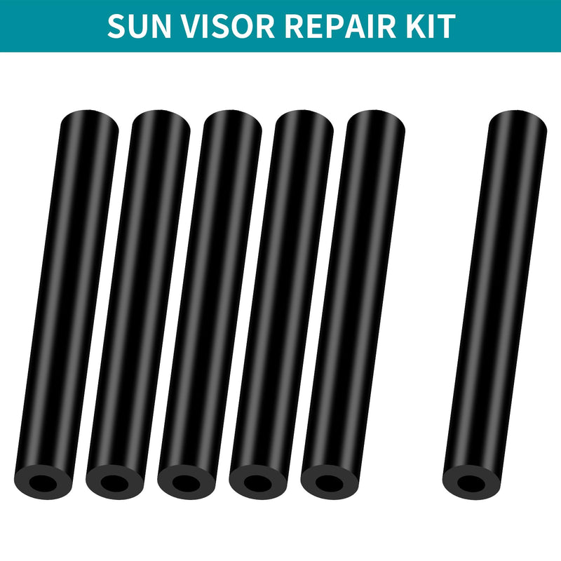 6PCS Sun Visor Repair Kit for Jeep Wrangler JK JKU 2007-2017, Rubber Black Repair Tube for Jeep Wrangler Visors, Driver & Passenger Side Sunvisor