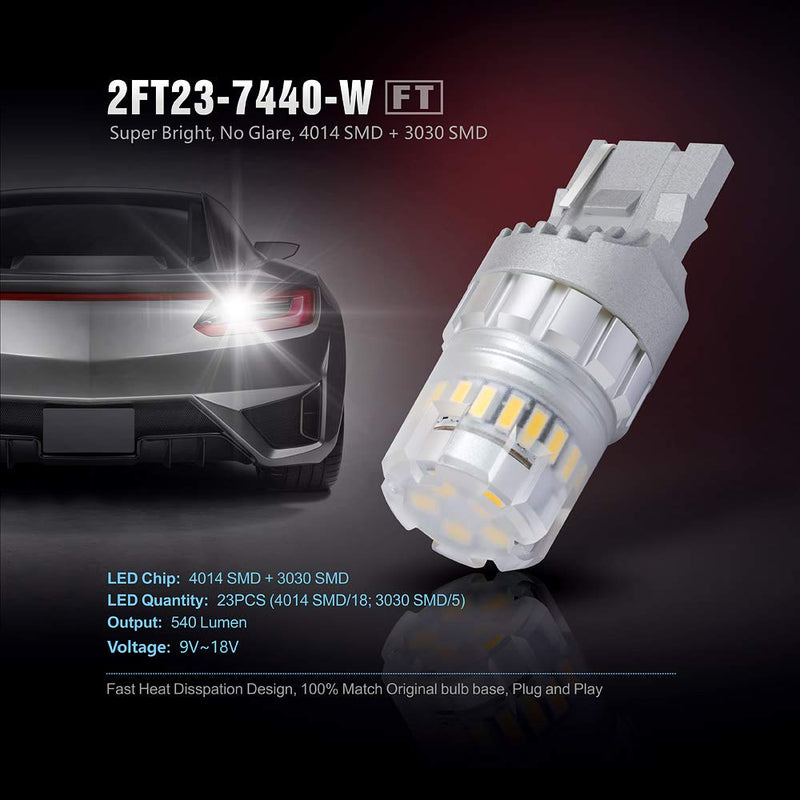 SIR IUS LED - FT- 7440 LED Backup Reverse Light Bulb Super Bright High Power Single Filament function Air Vent Design 3030+4014 SMD White 6500K Pack of 2