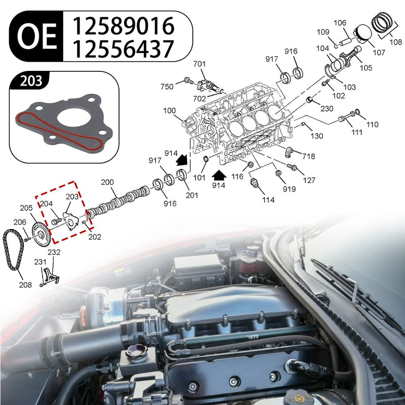 Camshaft Retainer Plate Gasket Bolt Kit Compatible with GM LS1 LS2 LS3 4.8 5.3L 6.0L 6.2L Vortec Corvette Cam