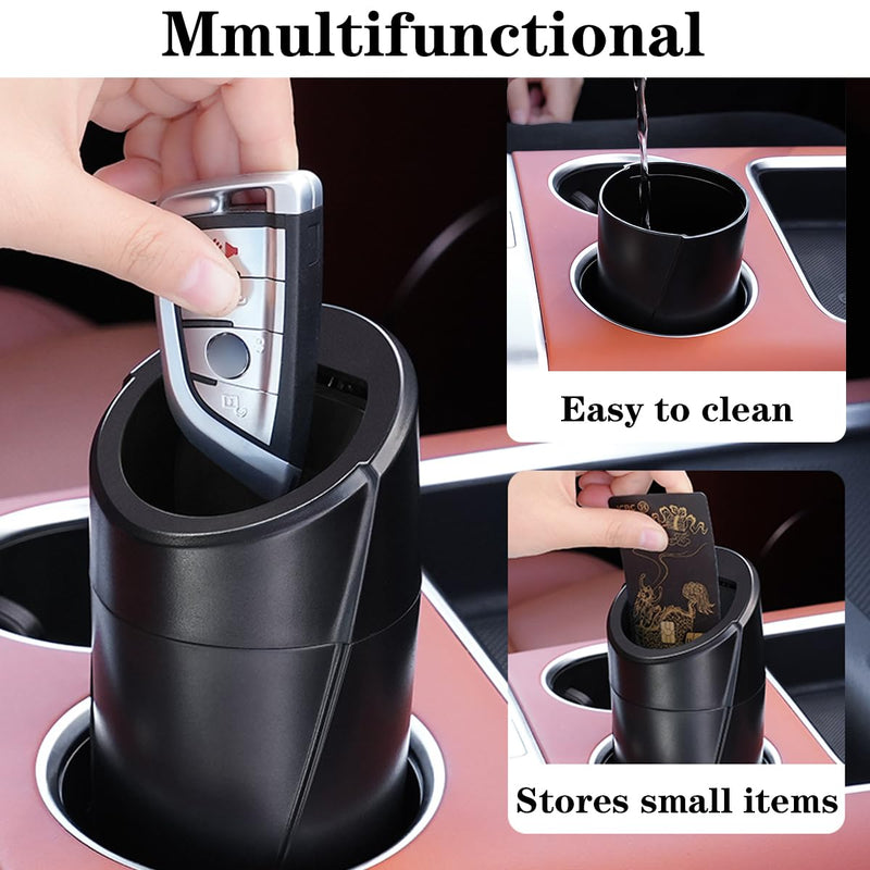  [AUSTRALIA] - Car Trash Can Bin with Lid - 2 Packs Car Garbage Can Cup Holder - Black Mini Leakproof Vehicle Trash Garbage Can Bin with 40pcs Trash Bags-Car Organizers and Storage for Front Back Seat Accessories Black,Black 1