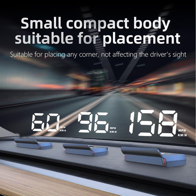 W2 White Heads Up Display for Cars, 3.5" Large Screen Auto Dimming HUD with Sunshade, USB Powered Digital GPS Speedometer, Plug and Play for All Vehicles