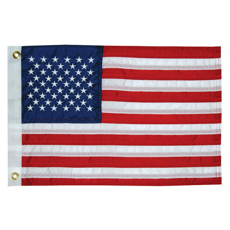 Taylor Made Sewn American Flag for Boats, 12" x 18", Marine-Grade Nylon, Fade Resistant, Brass Grommets, Embroidered Stars and Stripes, Flag only - 2020109194