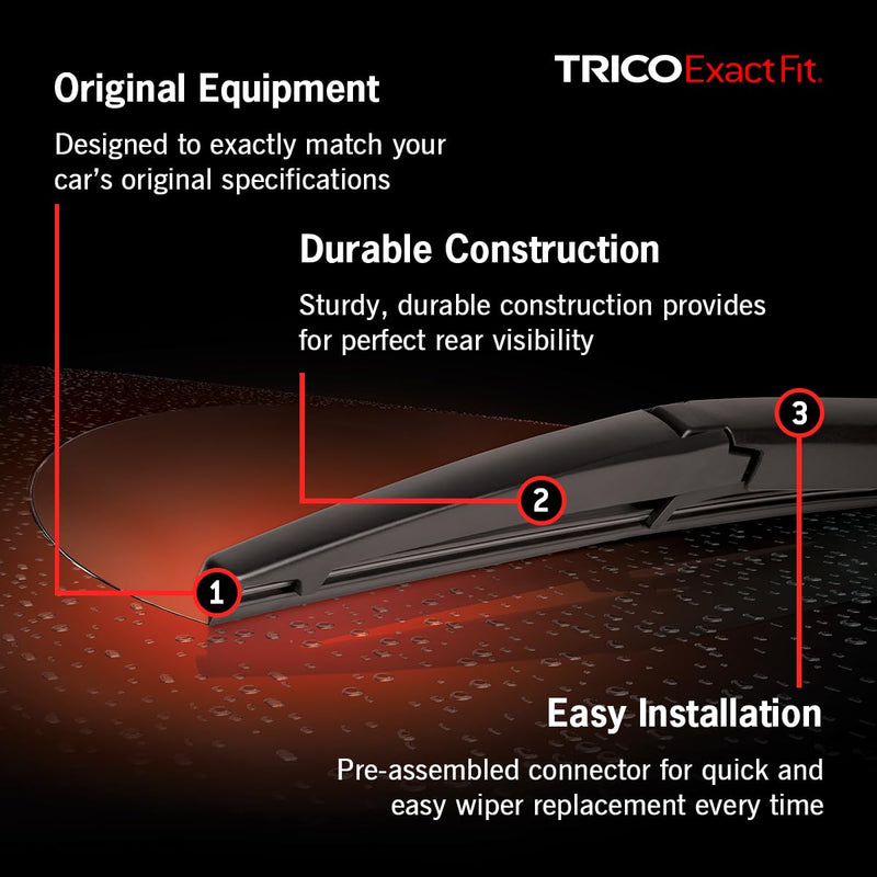 TRICO Exact Fit 12 Inch Rear Wiper Blade Fits Select Chevrolet, Dodge, Fiat, Jeep, Kia, Land Rover, Lexus, Mazda, Mitsubishi, Scion, Suzuki, And Toyota Model Years, Part Number 12-A 12"
