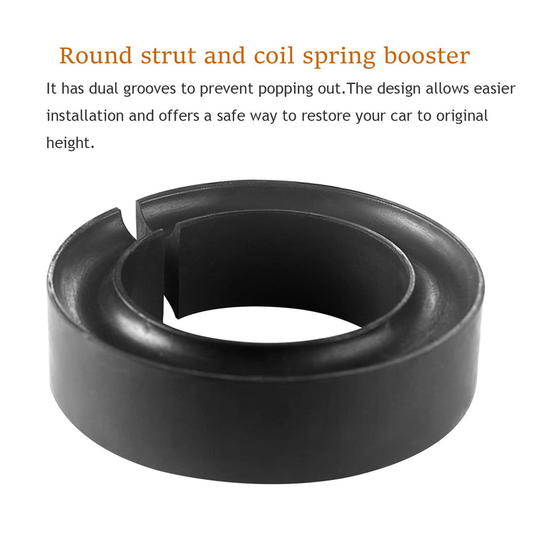 2-Pack Heavy Duty Round Rubber Coil Spring Spacer Set | Universal coil spring booster for car suspension support and ride height lift