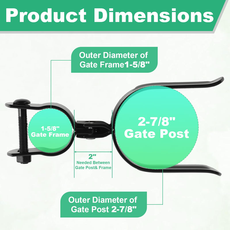 Heavy Duty Fork Latch (Bolt-in),1-5/8" x 2-7/8", Pressed Steel - Powder Coated, Fence Gate Latch with Hole for Padlock(Black, 1-5/8" x 2-7/8") 1-5/8" x 2-7/8" Black