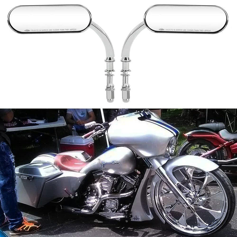 Chrome Oval Shape Motorcycle Mirrors,Upgrade Rearview Motorcycle Mirrors Compatible with Harley Road King Softail Street Glide Electra Dyna And More Chrome Oval Shape