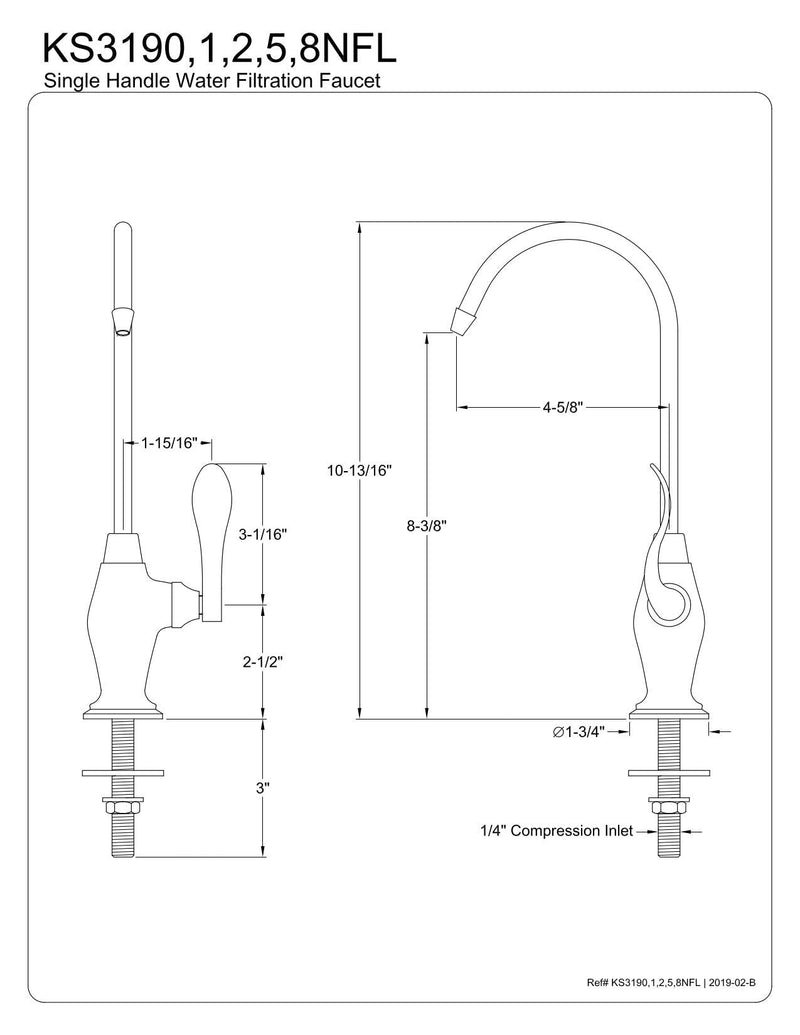 Kingston Brass Gourmetier KS3198NFL Nuwave French Single Handle Water Filtration Faucet, Brushed Nickel Satin Nickel