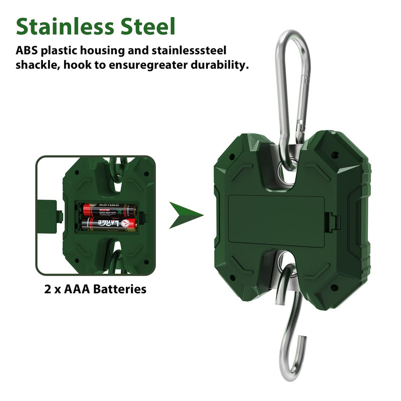 GRAM PRES Digital Hanging Scale 660LB/300KG,Handheld Mini Crane Scale,Deer Hunting Scales,Digital Luggage Scale with Hooks for Farm，Fishing, Fish, Meat，Game,Outdoor.
