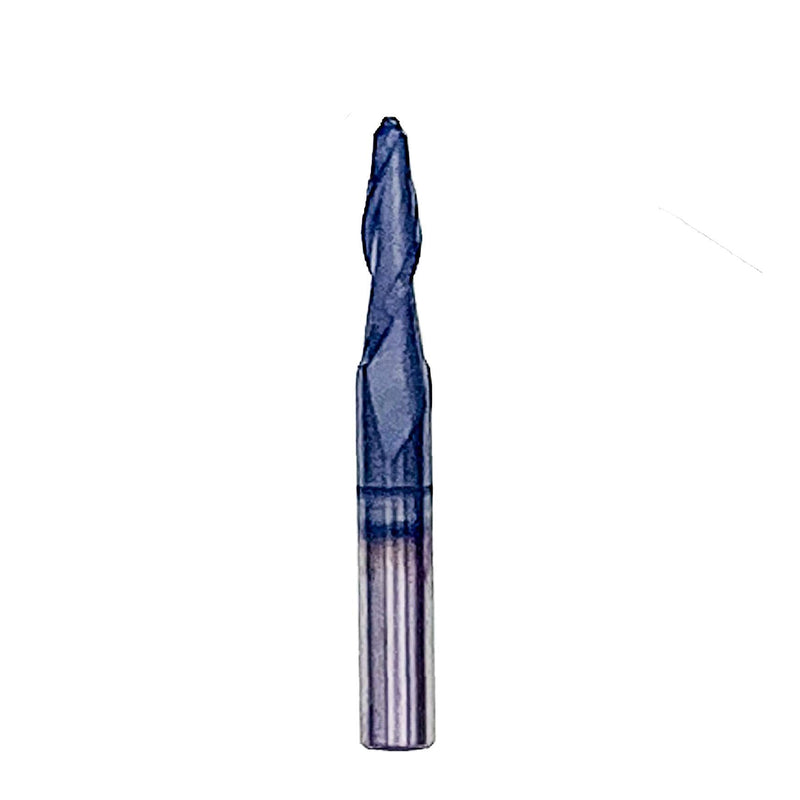 Foos - Tapered Angle Ball Tip Set - 1/4 Shank -Solid Carbide - TiAIN Coated Router Bits (6 Piece Set 2.0mm - .25mm) 6 Piece Set 2.0mm - .25mm