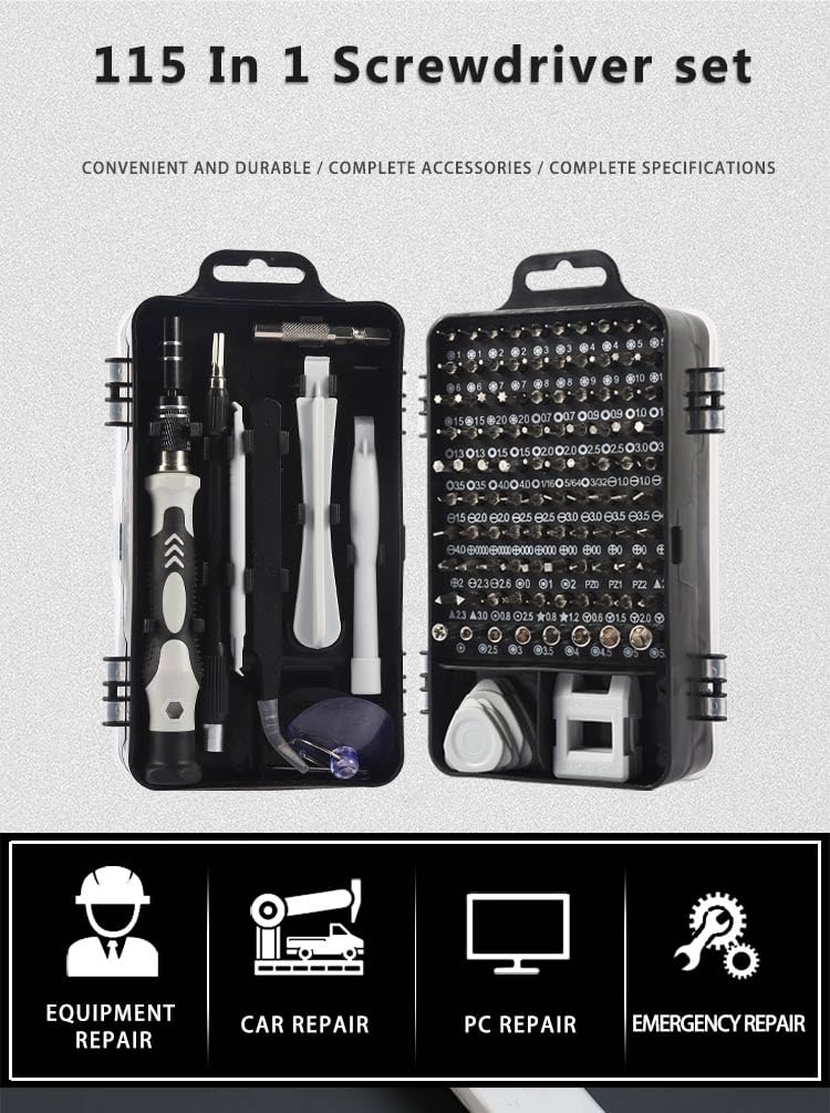Precision Screwdriver Set, Professional 115 in 1 Magnetic Repair Tool Kit with Case for Computer, Laptop,Mobile Phone,iphone, Tablet, Game Console, Watch, DIY Projects etc
