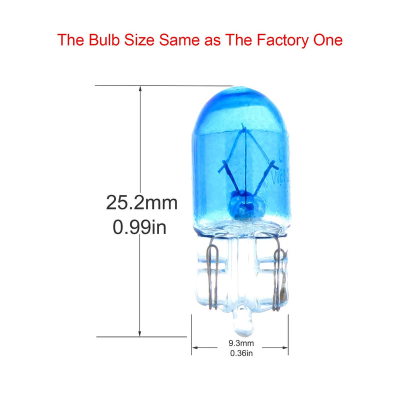 cciyu T10 168 194 W5W Halogen Light Bulb Instrument Cluster Gauge Dash Lamp (50pack blue) 50pack blue