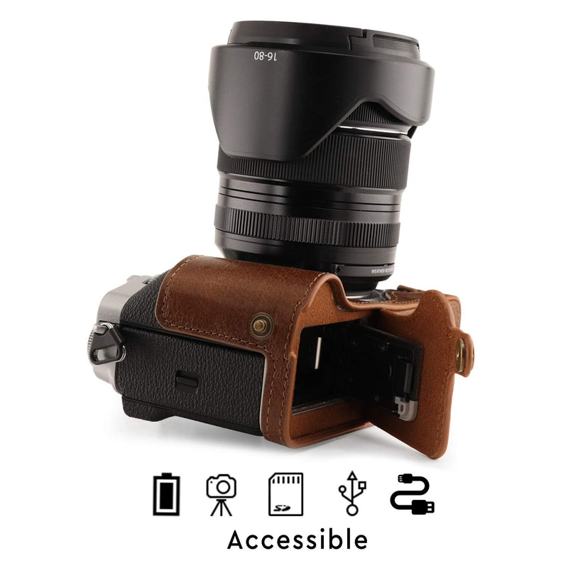 MegaGear MG1924 Ever Ready Genuine Leather Camera Half Case Compatible with Fujifilm X-T4 - Brown