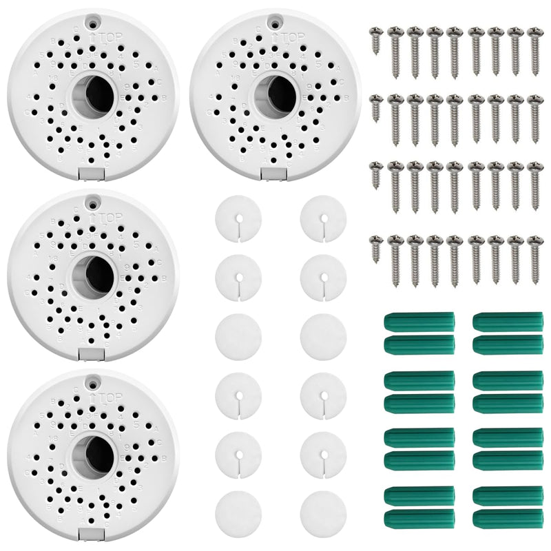 (ABS New) Security Camera Junction Box,Security Camera Bracket Outdoor,Plastic Waterproof Security Camera Mount Hide Cable Junction Box for Arlo Solar Panel Flip Cover Cable Cover White 4 Packs