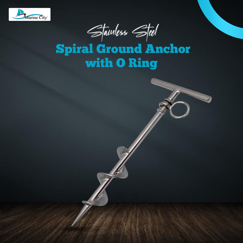 MARINE CITY Spiral Ground Anchor with O-Ring – 304 Stainless Steel 4-1/2 x 10-5/8 Inches, Ideal for Boat Mooring, Camping Tents, Puppy Tie-Out Stakes, Backyards, Marines, Yachts 2