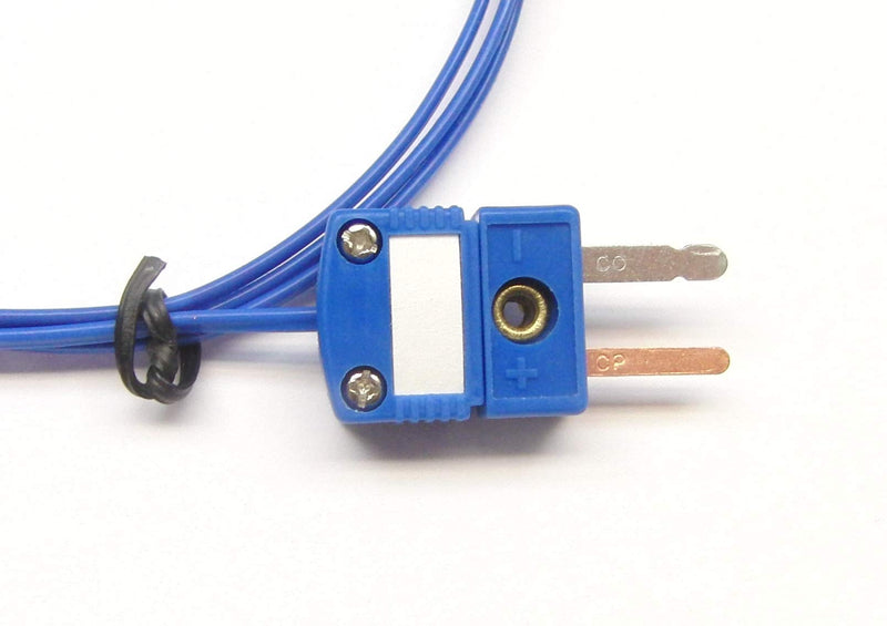 Blue T-Type Thermocouple AWG 24 Wire Sensor Probe with PFA Insulation 500 °F or 260 °C - 3 ft