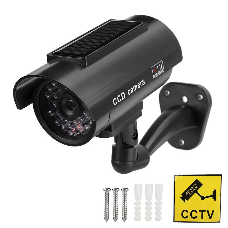 Dioche Solar Power Dummy Fake Security Camera, Outdoor Shape Anti-Theft Surveillance Camera with Flashing LED Light