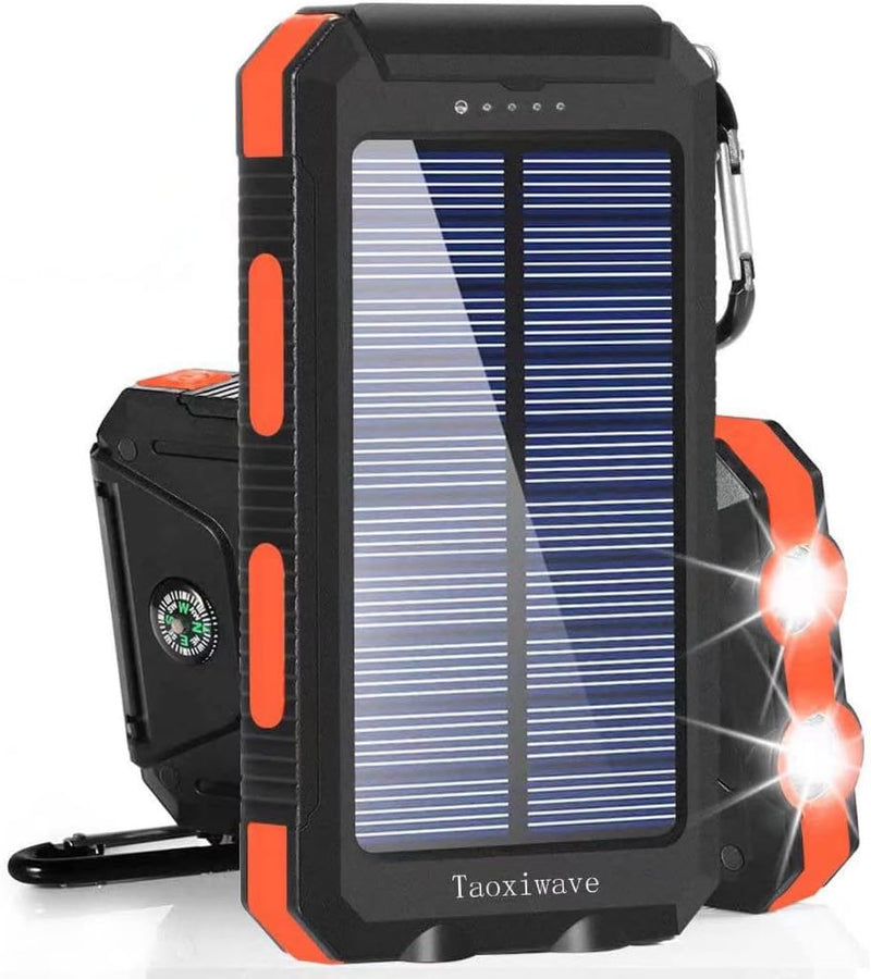 Suscell Solar Charger,20000mAh Solar Power Bank,Waterproof Portable Charger with Dual 5V USB Port/LED Flashlight Compatible with All Smartphone External Battery Pack Perfect for Outdoor/Camping/Trip Orange