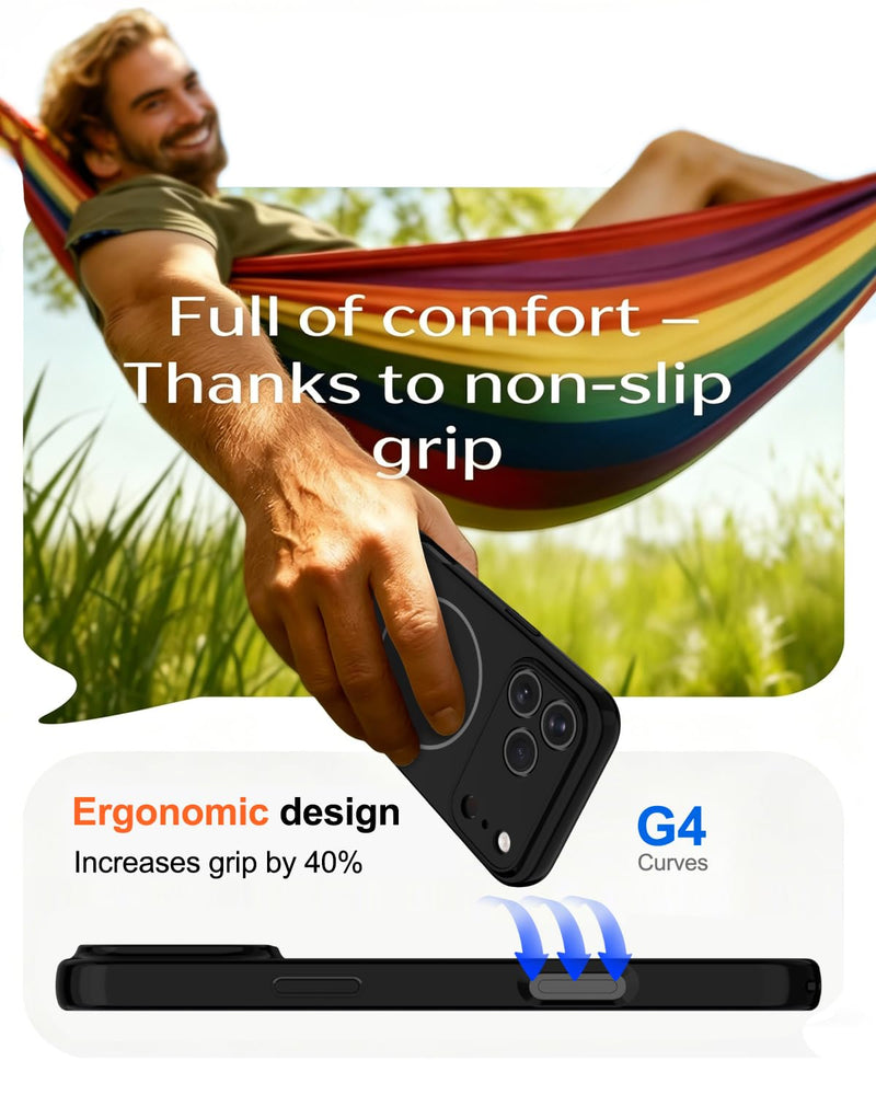 Magnetic for iPhone 17 Pro Max Case,Shockproof Matte Cover,Black Matte | with Screen Protector,Compatible with MagSafe,Military Grade Drop Protection,Full Camera Protection,Non-Slip Design Case Black Matte