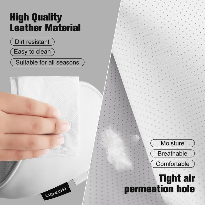 HOPON 2025 Upgrade Headrest Pillow for Tesla Model 3 Model Y with Adjustable Strap,Fits All Vehicles,Car Neck Pillow with Leather,for Head,Neck,Shoulders,Multipurpose,Car Accessories 1 Pack (White) White