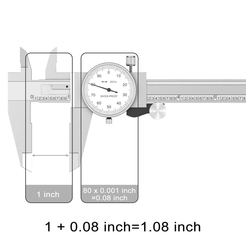 HDLNKAK Dial Caliper 0.001” / Micrometer 0.001” and Stainless Steel Ruler, Precision Caliper with Watch 0-6" Range, 0-1" Alloy Precision Micrometer Mechanical Toolkit Set