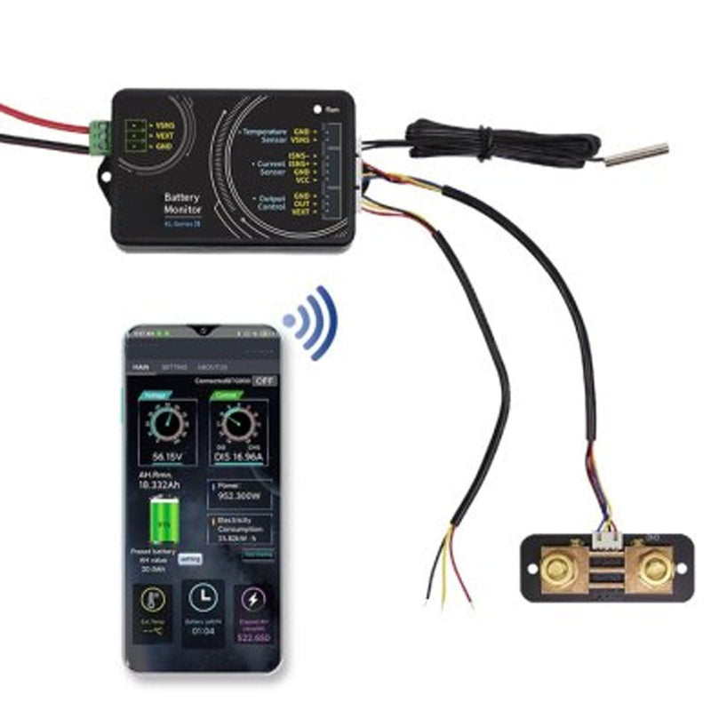 Battery Monitor, Bluetooth Battery Capacity Tester, 100A 0‑120V Voltmeter Ammeter Testing Tool, Battery Multimeter for Measuring Volt Ampere, Power, Capacity, Time, Watt Hour