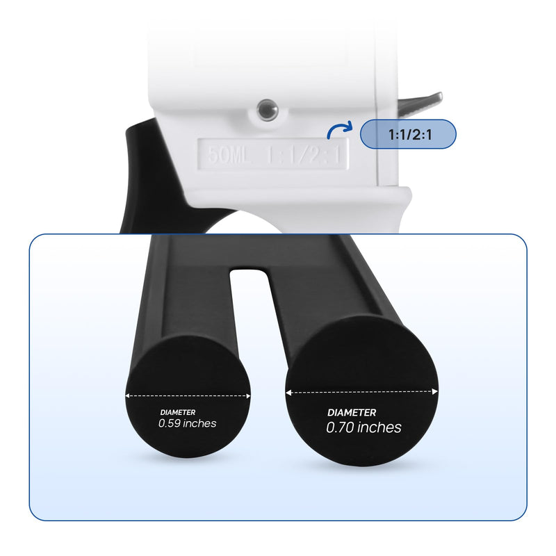 JMU Dispensing Gun 50ml, 1:1/2:1 Dental Impression Mixing Dispensing Gun Kit (Pack of 2) 1:1/2:1 (Pack of 2)