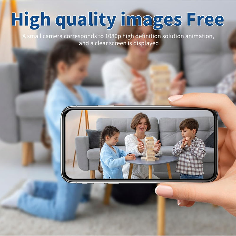 Mini WiFi Security Camera 4K HD, Portable Wireless Indoor Camera with Motion Alerts, Remote Monitoring, Local Storage Support, Compact Camera for Home, Pets, Office and Travel
