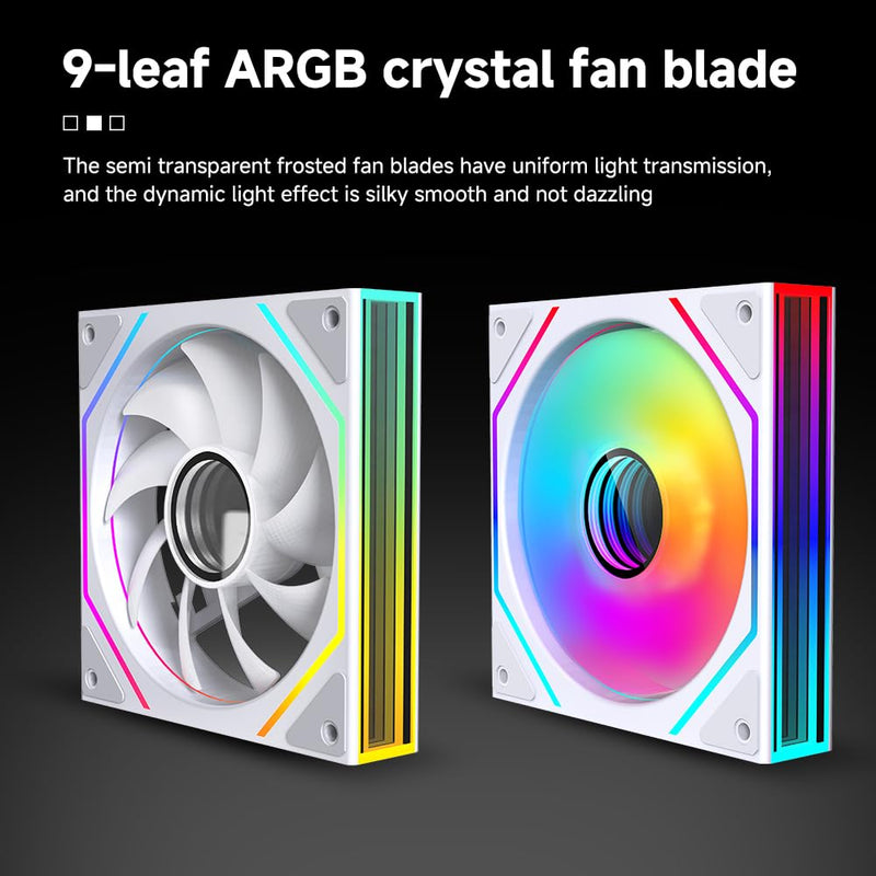 Prism4 Ultra 120mm ARGB PC Case Fans(White Forward_1 Pack) | Infinity Mirror| Daisy-Chain| 4 PIN PWM 1850RPM| ARGB Syn| Low noise| High Airflow & Pressure (58.36 CFM + 2.07 mm H2O) White