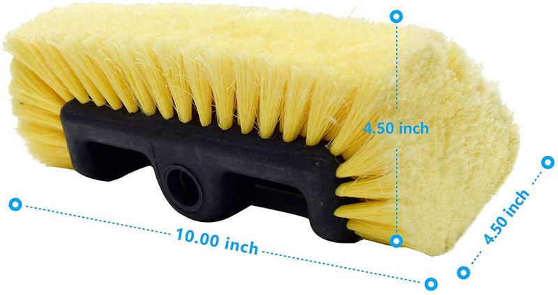 CARCAREZ 10" Car Wash Brush Head with Soft Bristle for Auto RV Truck Boat Camper Exterior Washing Cleaning, Yellow