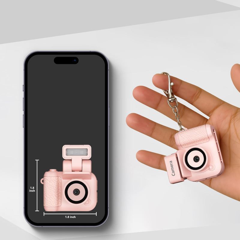 Mini Digital Camera, Keychina Camera with 1080P HD Video Recorder, 1.44" Display Screen Micro Camera with 32G Card, Flippable Flash, Muliple Filers Pink