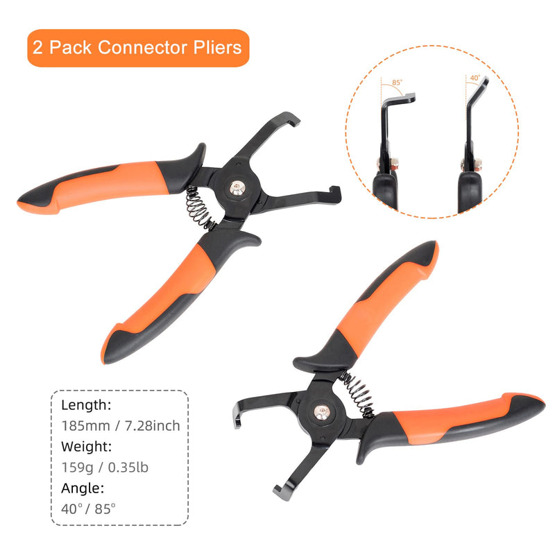 2PCS Disconnect Pliers Set EVAP and Fuel Line Disconnect Tool Set Includes 40 Degree and 85 Degree Automotive Universal Electrical Connector Pliers 7.28 Inch 85°&40°