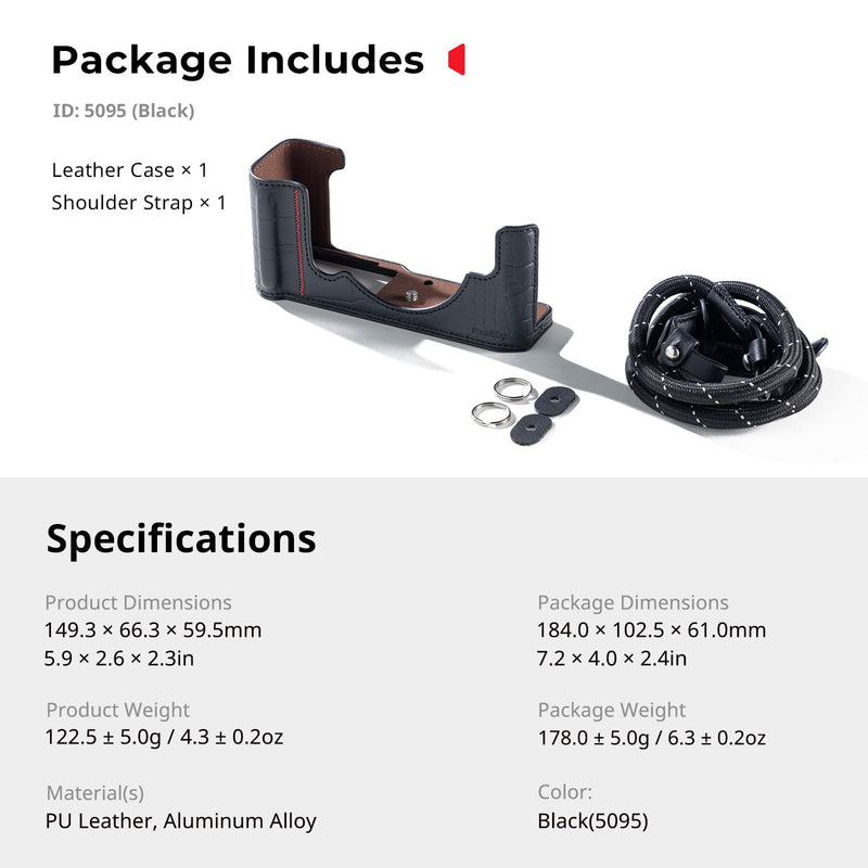 SMALLRIG Camera Case Kit for Nikon Z f, Vintage PU Leather Camera Case Kit with Enhanced Grip, Scratch-Resistant Microfiber Lining, Aluminum Alloy Frame,Shoulder Strap, Black-5095
