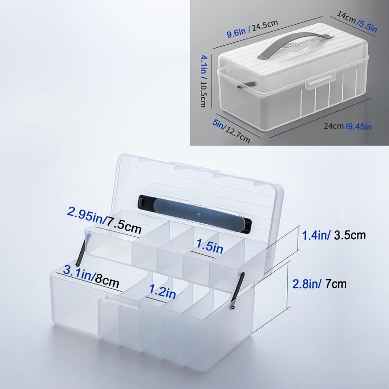 Vidifor 2-Layer Cable Organizer Box with 20 Cable Ties, Portable Cord, Charger and Bandages Storage for Drawer, Desk, Office & Home (White) White
