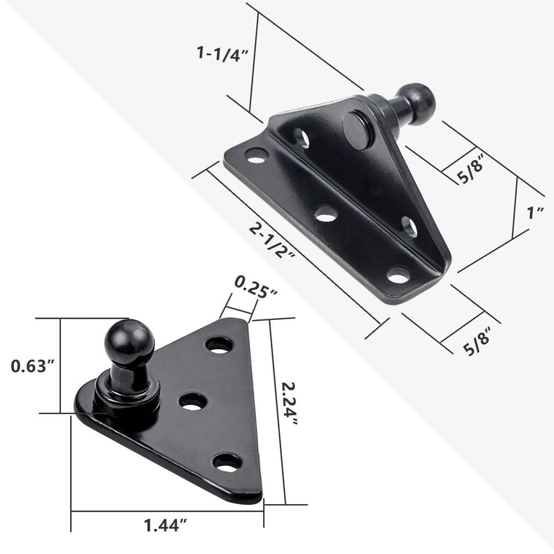 10MM Ball Stud Mounting Bracket for Gas Struts Lift Supports Shocks Spring Prop 4PCS, Black 4Pcs10 mm