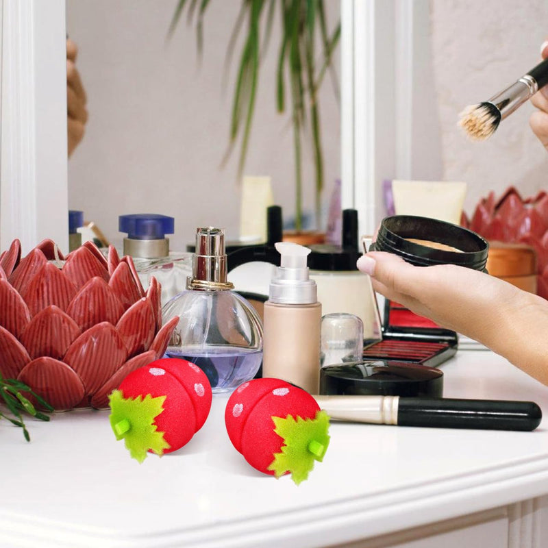 18pcs Strawberry Shape Sponge Hair Rollers Heatless Curlers Overnight Hair Curlers to Sleep in Soft Curl Sponge Styling Tool for Loose Waves or Tight Curls Travel Use