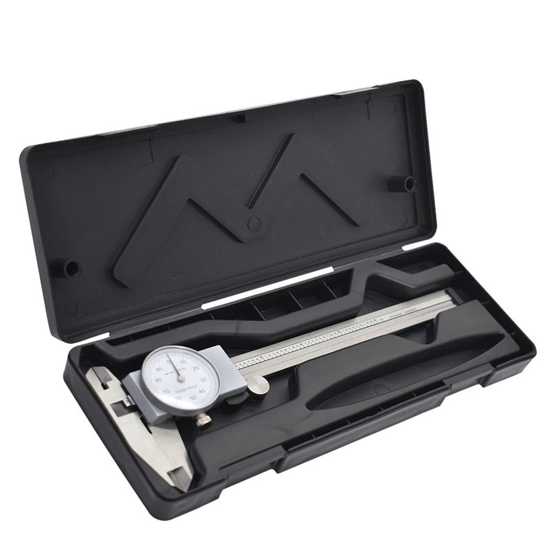 6 Inch Dial Caliper Measuring Tool, 0.001 Inch Graduation, Measure Inside Outside Dimensions and Depth, with Carry Case