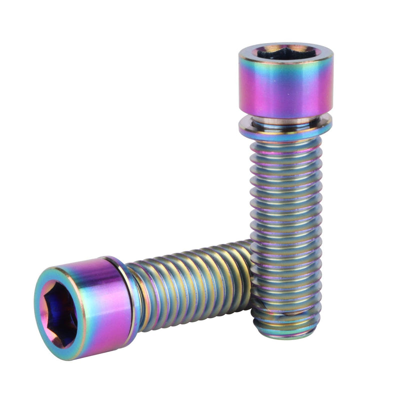 6Pcs Titanium M8 x 25mm Ti Bolt with Washer for Bicycle Stem Rainbow
