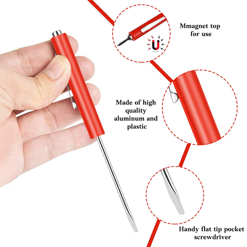 60 Pcs Pocket Screwdriver Mini Tops and Pocket Screwdriver with Magnet Pocket Screwdriver for Mechanical Electrician Technician Repair Tool (Red) 60 Red
