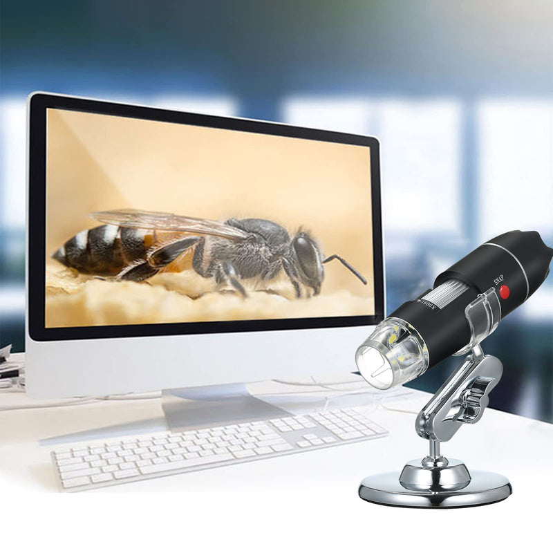 Andoer USB Digital Microscope 1600X Magnification Camera 8 LEDs with Stand Portable Handheld Inspection Magnifier