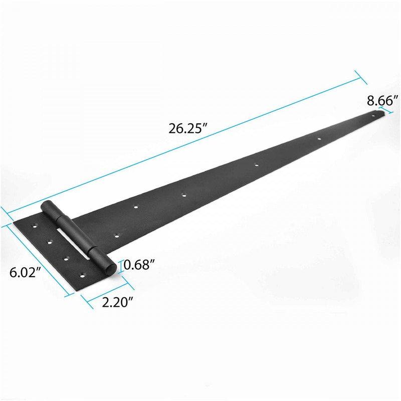 Renovators Supply Manufacturing Gate Hinges for Wooden Fences Heavy Duty 25.25 in. T Strap Hinge with Mounting Hardware Pack of 1
