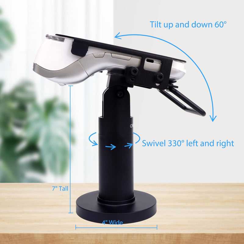 Credit Card Terminal Stand for Pax A920 / A920 Pro, 7" Tall Credit Card Machine Stand, Swivel & Tilt POS Machine Payment Terminal Stand with Fully Wrap Metal Frame, Screw-in & Adhesive,Black