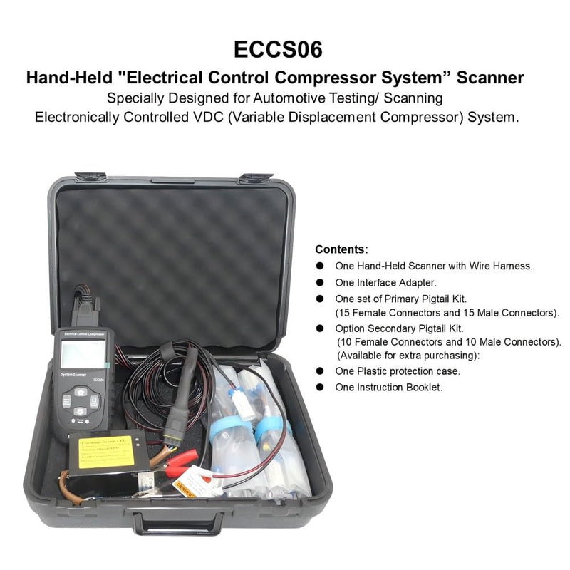 ECCS06-Kit2, Secondary Kit, Adapter Kit, Additional Pigtail Kit, only fit on & for ECCS06-Held Tester for Automotive Electronically Controlled Variable Displacement Compressor System Tester.