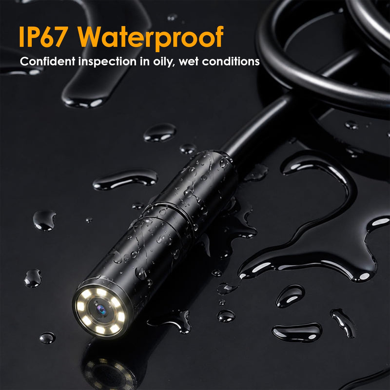 1920P HD Endoscope Camera with Light, IP67 Waterproof Borescope Snake Camera Semi-Rigid Sewer Camera 8 LED Inspection Endoscope Camera for iPhone Android Automotive Pipe, 16.4FT Single Lens Single Lens 16.4FT