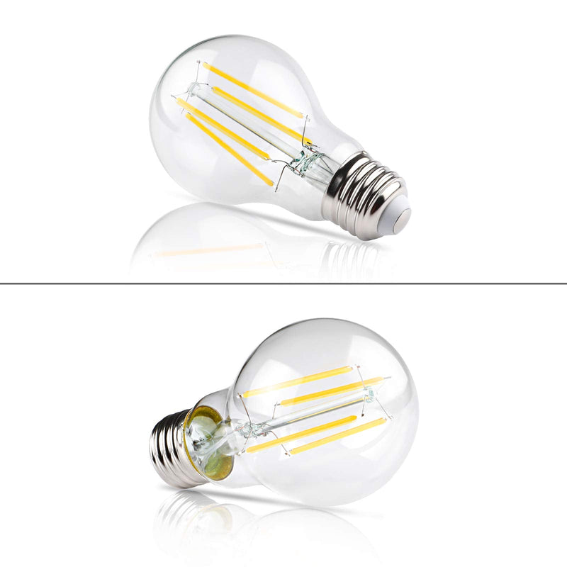 Ascher 60 Watt Equivalent, E26 LED Filament Light Bulbs, Daylight White 4000K, Non-Dimmable, Classic Clear Glass, A19 LED Light Bulb with 80 CRI, Pack of 12 12 Count (Pack of 1)